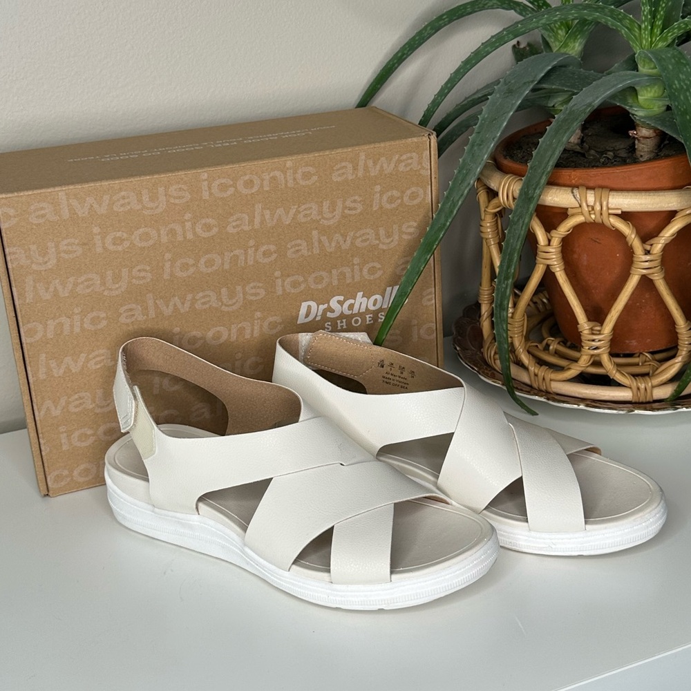 Dr. Scholl’s TIME OFF SEA White Platform Sandals 7.5 | Comfort Criss Cross Strap - Picture 2 of 13